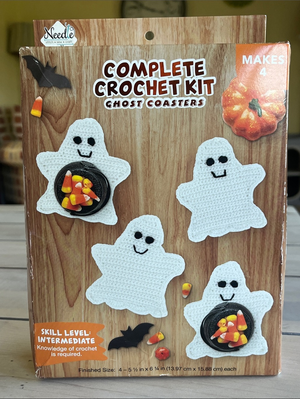Needles Creations Ghost Coaster Crochet Kit - complete set